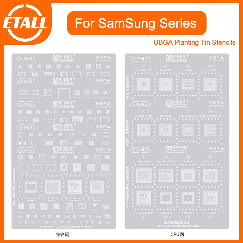 

Amaoe BGA Reballing Stencil Expert Series For SMG/SMU CPU RAM Samsung General U-SMG1 - U-SMG5 U-SMU1 - U-SMU3 Tin Planting Net