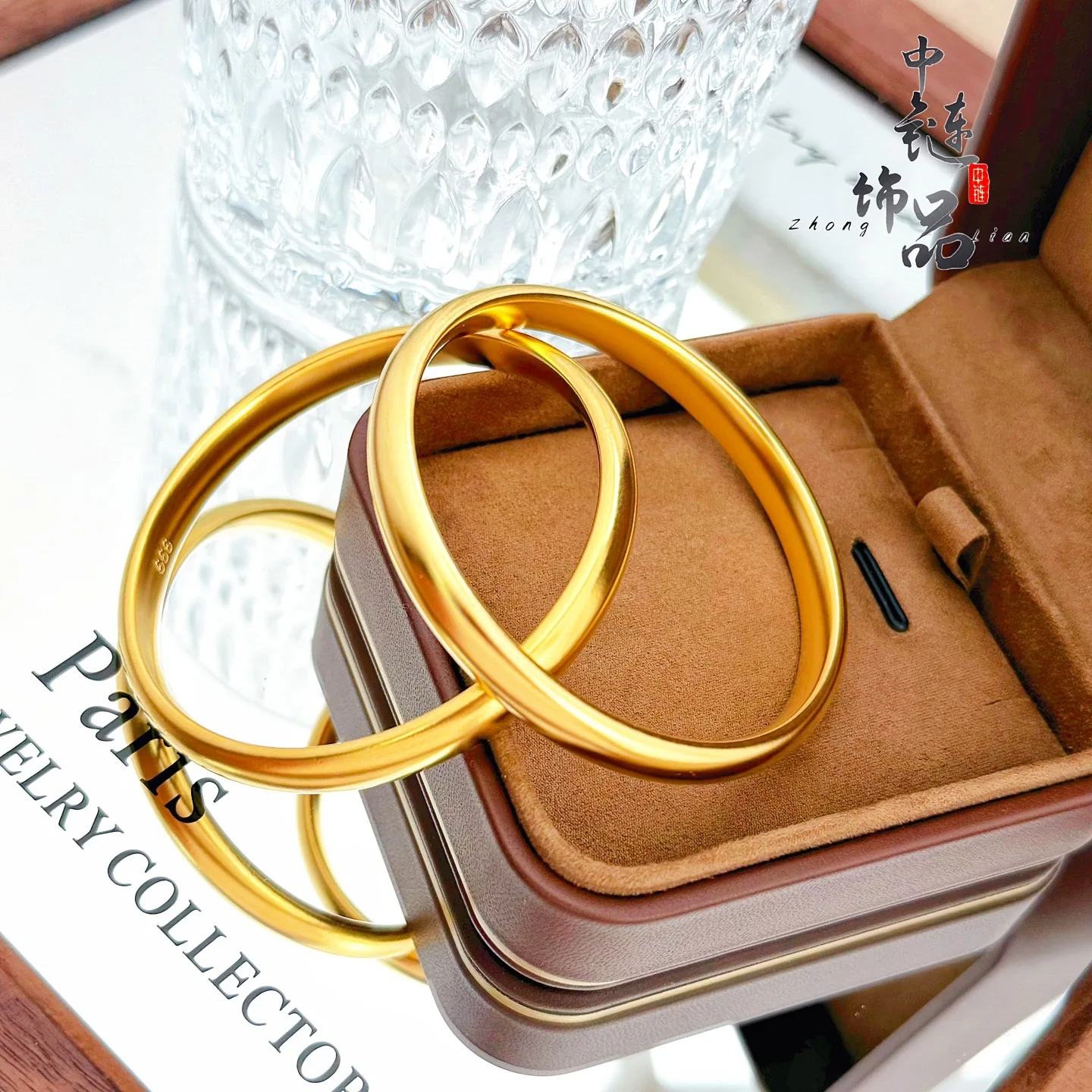 9999 gold fine sand loach back plain ring bracelet for women, new Chinese style versatile loach back inheritance bracelet