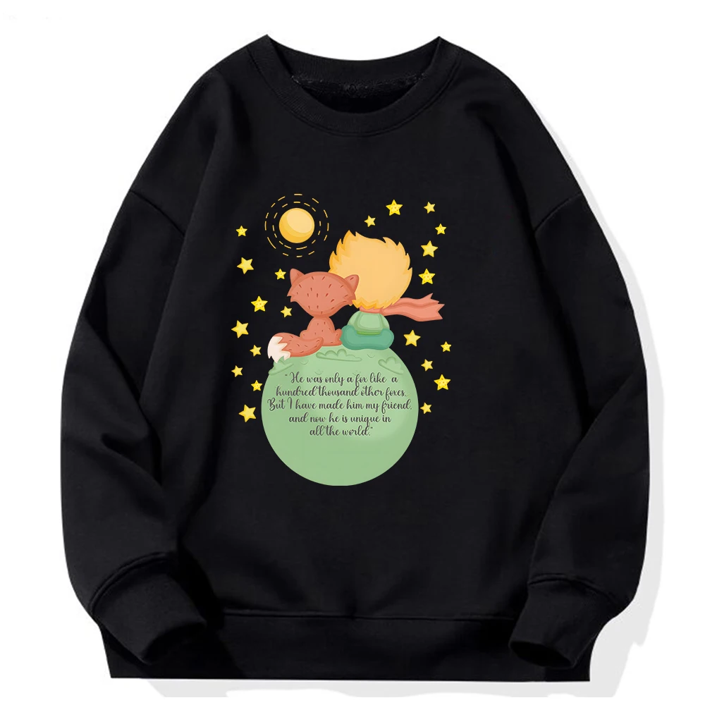 Little Prince Hoodies Black Sweatshirts White Pullovers Women Crewneck Pullovers Men Hip Hop Tracksuit Unisex Couple Sportswear