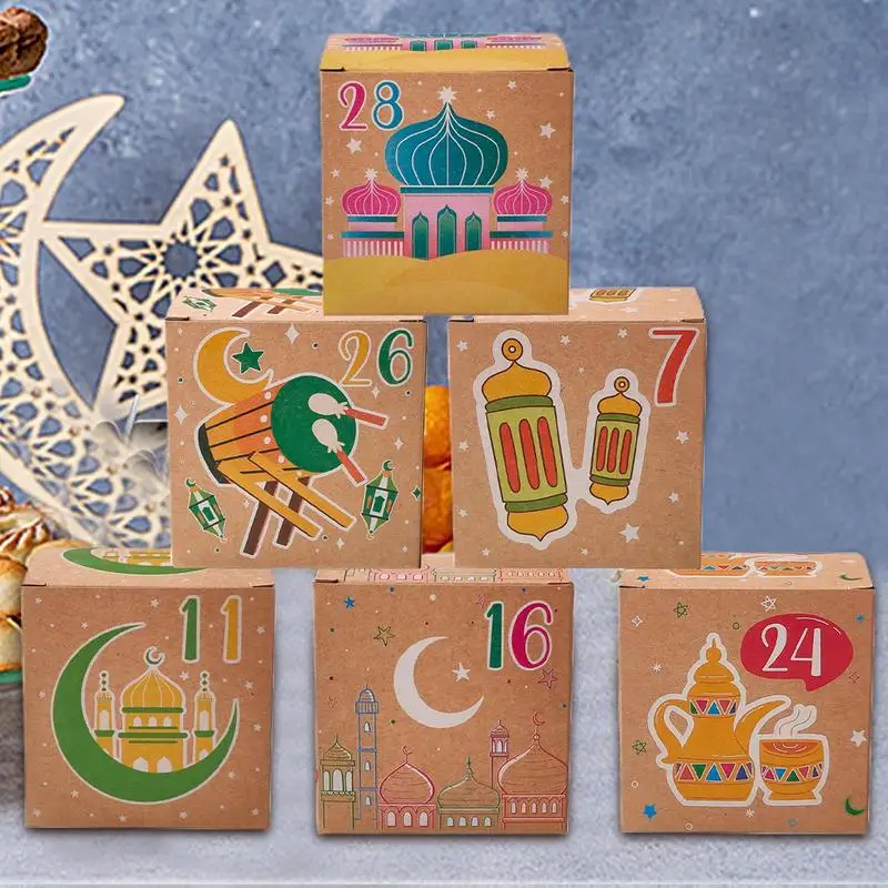 Calendari dell'Avvento Eid per bambini Calendari dell'Avvento da 30 giorni Scatola per il conto alla rovescia dell'Eid Set di blocchi per il nuovo anno cinese