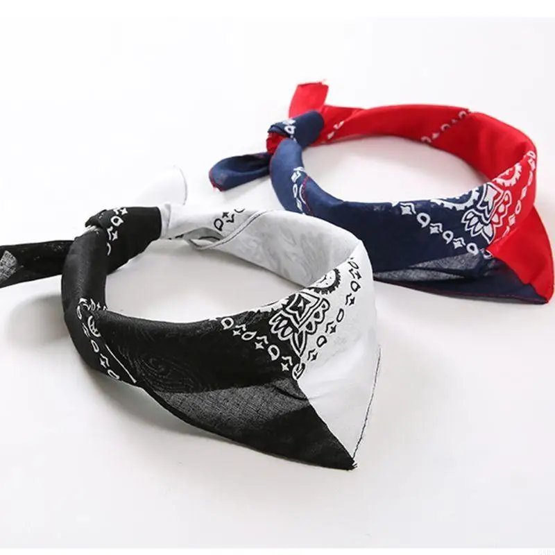 Bandana Kerchief Hip Hop Colorblock Paisley Print Hair Band Neck Scarf Headwear 6XDA