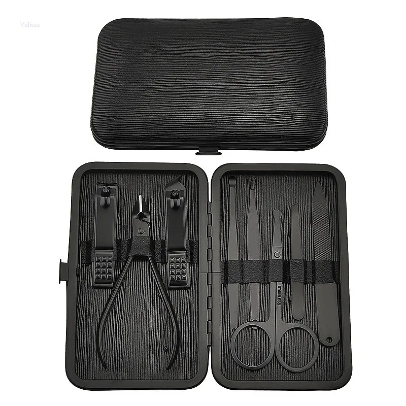 8 Piece Stainless Steel Nail Clipper Set Manicure Pedicure Tool Kit Nail Cutter Cuticle Remover Callus Pusher Grooming Gift Box