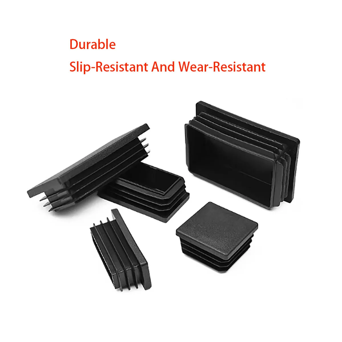 10x20mm~150x200mm Black Rectangular PP Plastic Blind Hole End Cover Table and Chair Furniture Foot Protection Cover