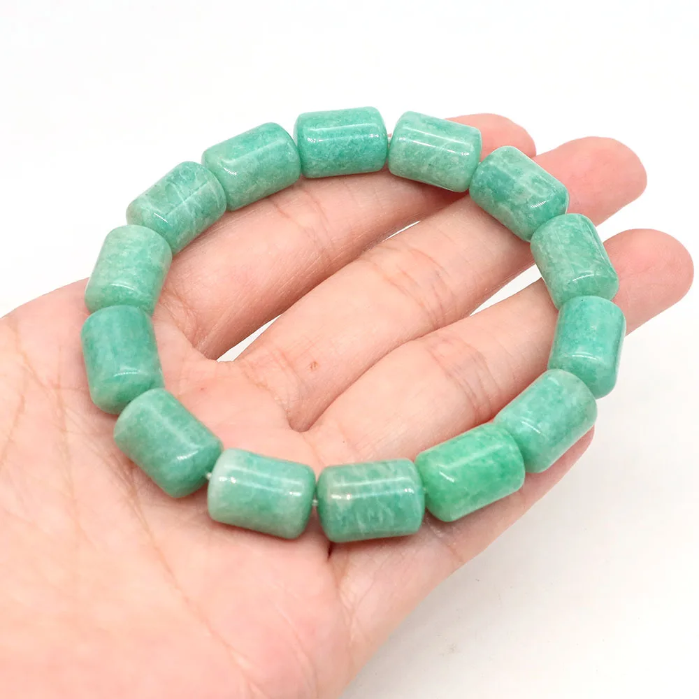 

Natural Stone Bracelets Cylinder Amethyst Lapis Rose Quartz Beads Bracelet Handmade Crystal Elastic Bangles Women Jewelry Gifts