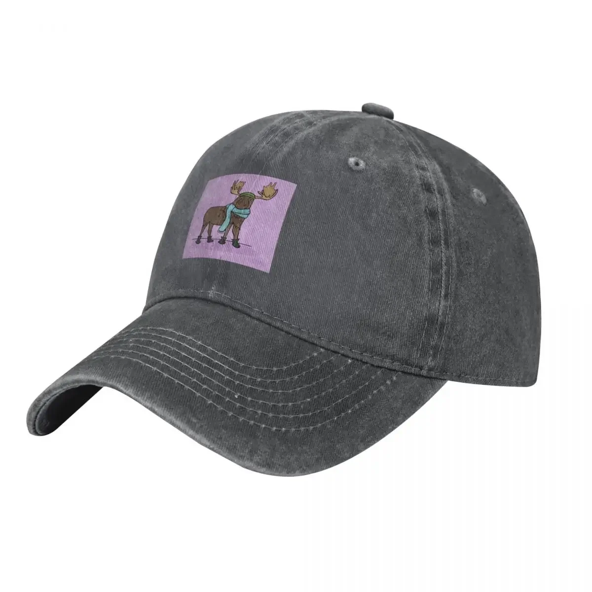 

Winter Moose in a Scarf Baseball Cap Thermal Visor Snap Back Hat fishing caps man Hats Man Women's