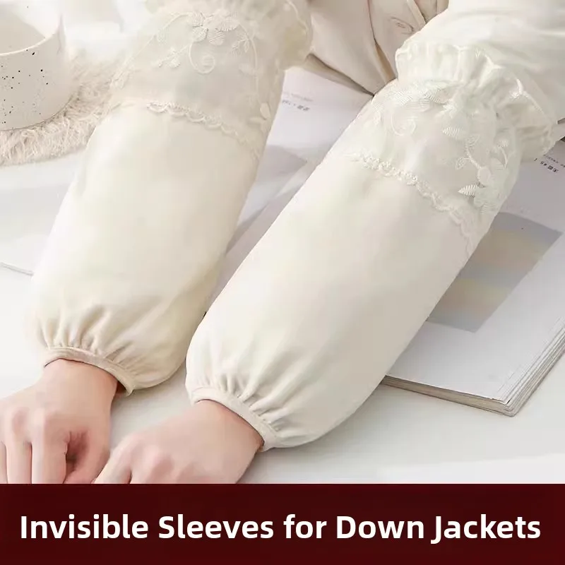 

Women's Invisible Office Long Sve Covers Lace Design Autumn Winter down Jaet Dirt Resistant 2025 New Sle