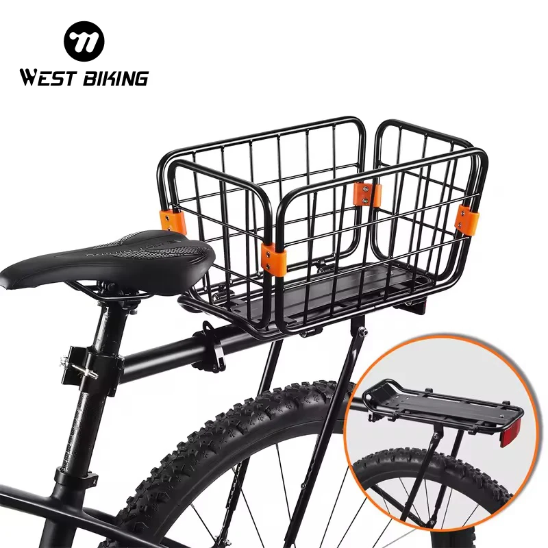 

Multifunction Bike Rear Rack Install Tools Adjustable 18L Mountain Bicycle Large Capacity Road Bike Rack With Basket