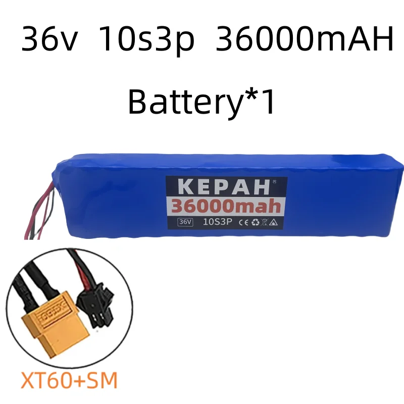 36V 36000mAh 18650 Rechargeable Lithium Battery Pack 10S3P 1000W Power Modified Bicycle Scooter Electric Vehicle with BMS