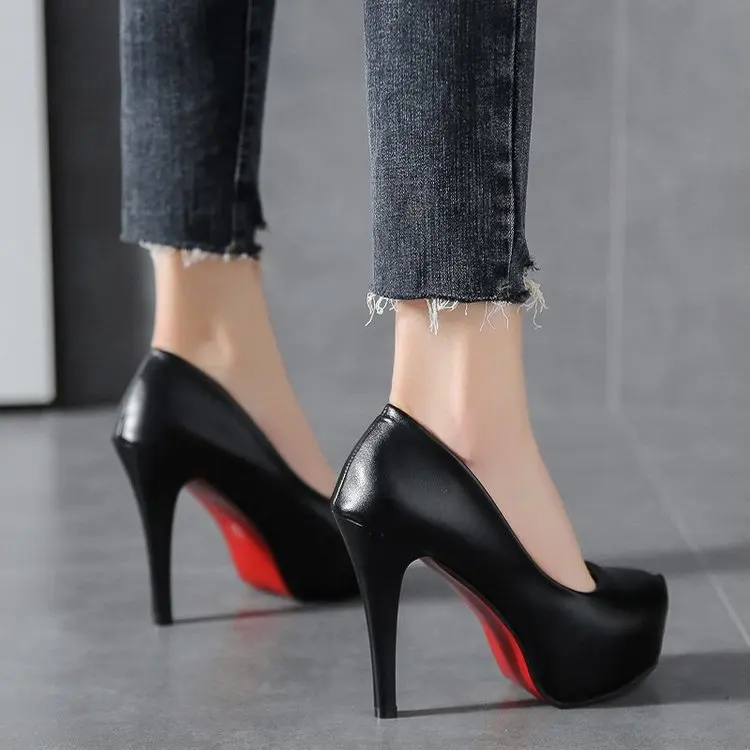 Women Shoes Red Sole High Heels Sexy Pointed Toe Red Sole 12cm Pumps Wedding Dress Shoes Nude Black Color Red Bottom High Heels