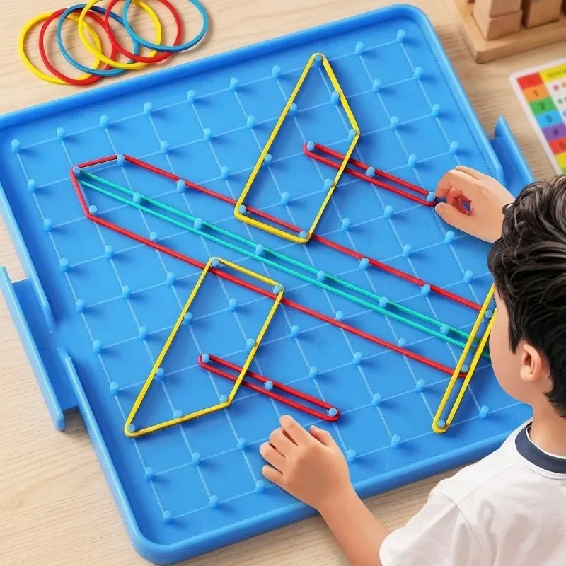 Plastic Geoboard Double Sided Learning Board for Grade 1 2 Primary School Math Geometry Figure Cognition Teaching Aids