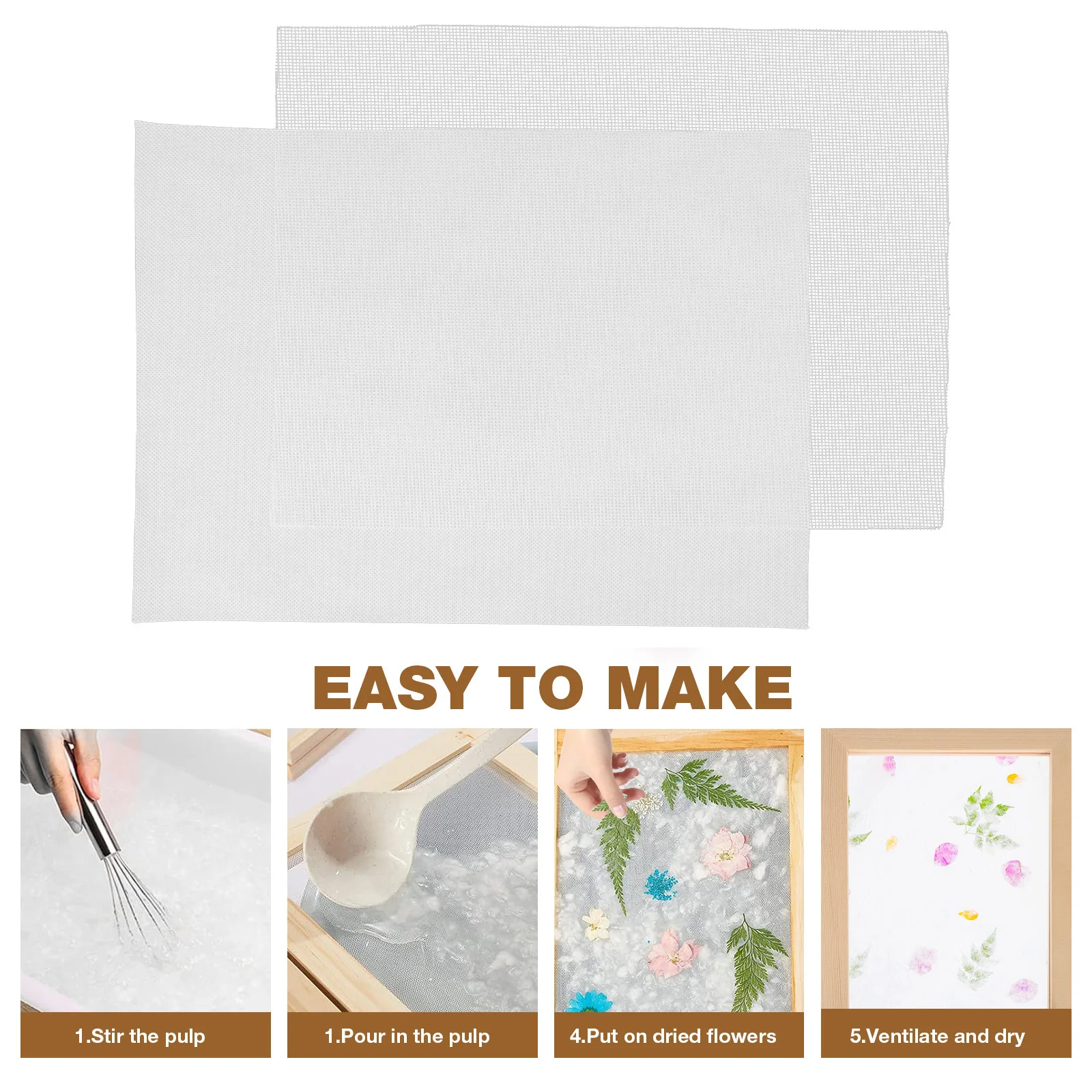 

10Sets A4 Paper Making Cloth Replacement DIY Craft Mesh Screen Pad for Handmade Paper Making Kit Educational Art Project Supply