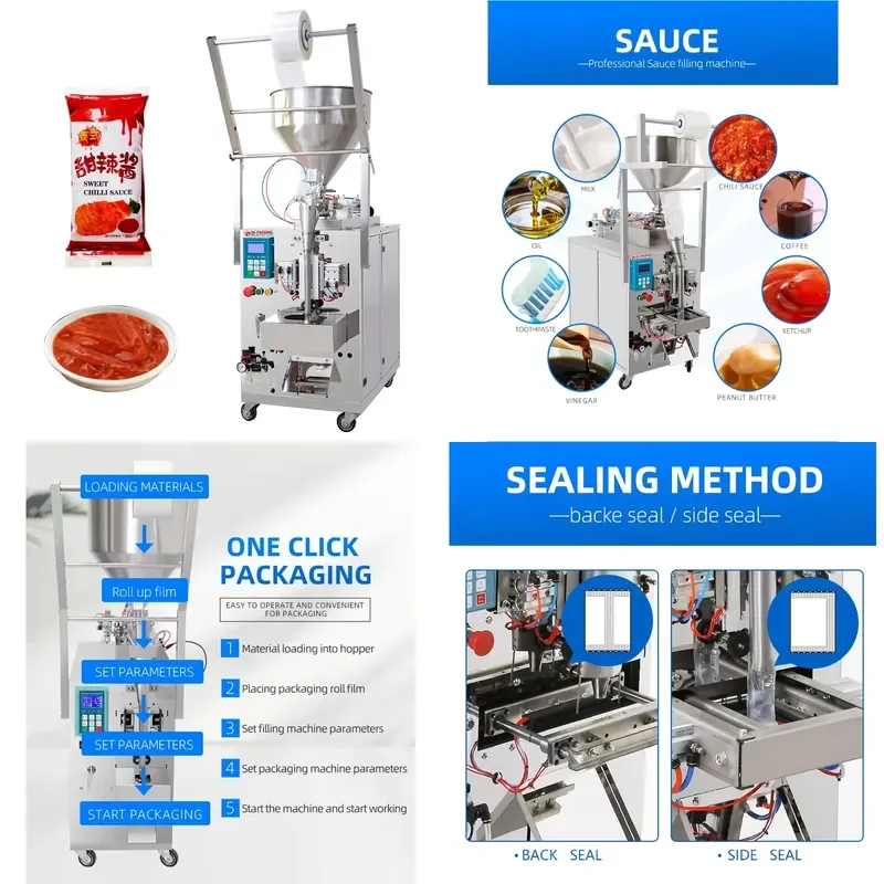 

High Precision Vertical Food Liquid Sauce 100G Tomato Ketchup Paste Making and Filling Sealing Sachet Packaging