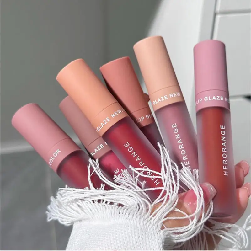 HERORANGE Rossetto liquido opaco Impermeabile Velluto sexy Smalto per labbra Durata Rossetto altamente pigmentato Pasta di fagioli Lucidalabbra Trucco