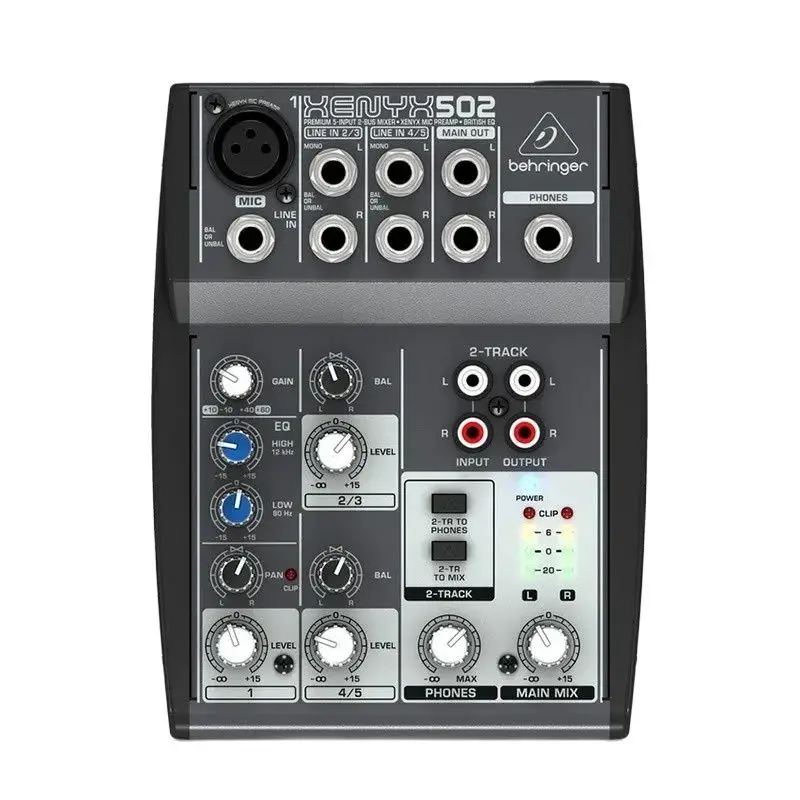 Behringer Xenyx 502 mixer Premium 5-Input 2-Bus Mixer with XENYX Mic Preamp and British EQ for home studio and live broadcasting