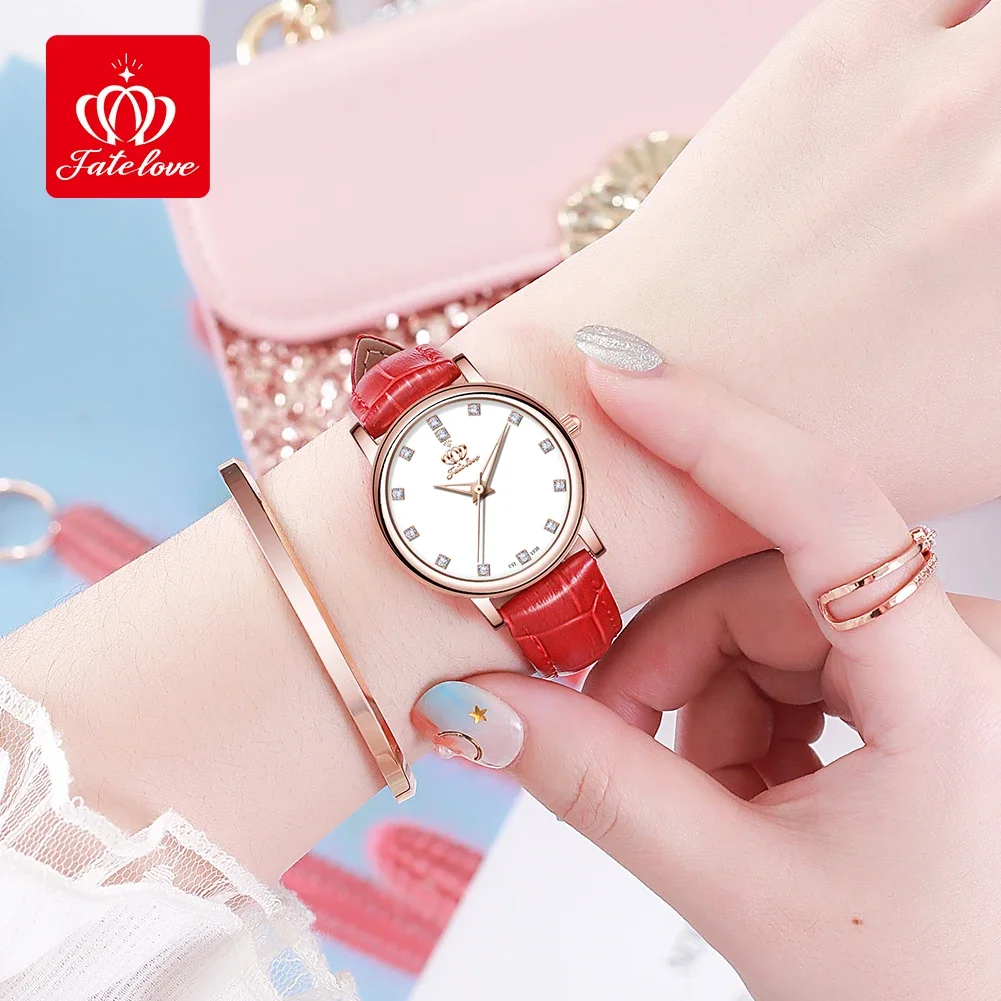 Fate Love-reloj de cuarzo luminoso para mujer, conjunto de relojes de acero inoxidable, pulsera con diamantes, resistente al agua, 816