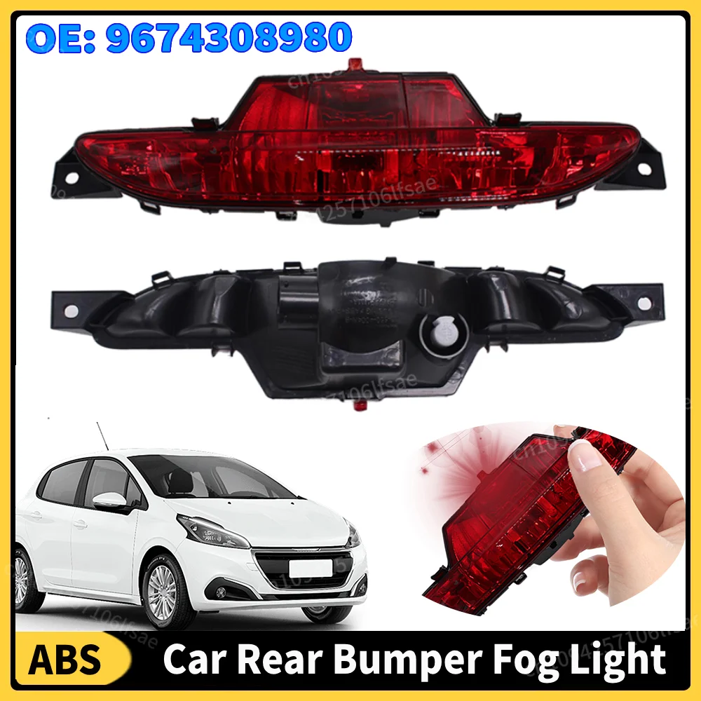 

Car Rear Bumper Fog Light Car Rear Fog Lamp Parking Reflective Taillights for 208 Hatchback 2012-2019 9674308980 ABS