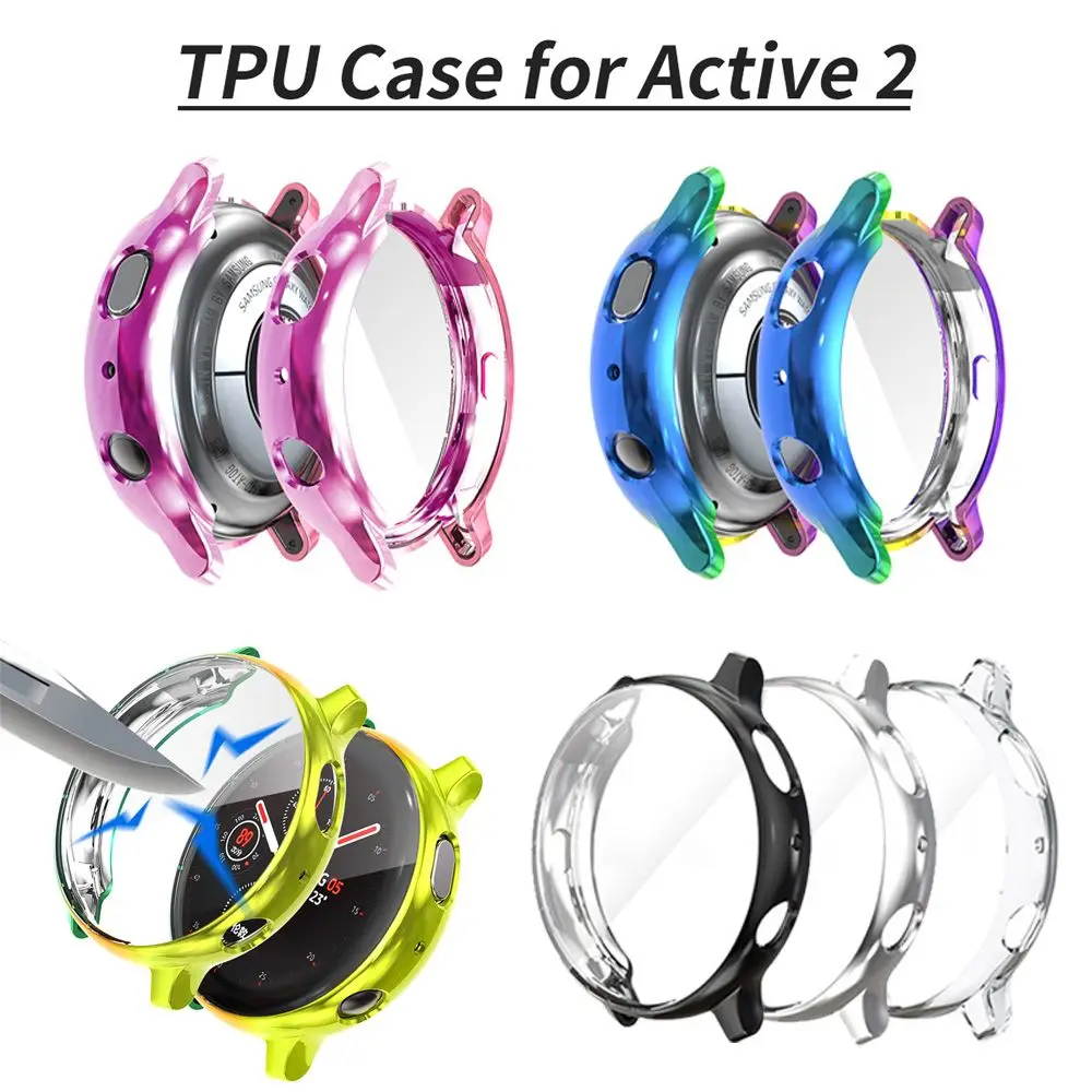 Soft Frame Full Screen Protector Coloful Plating TPU Case Watch Case Protective Cover For Samsung Galaxy Watch Active 2 40 44mm