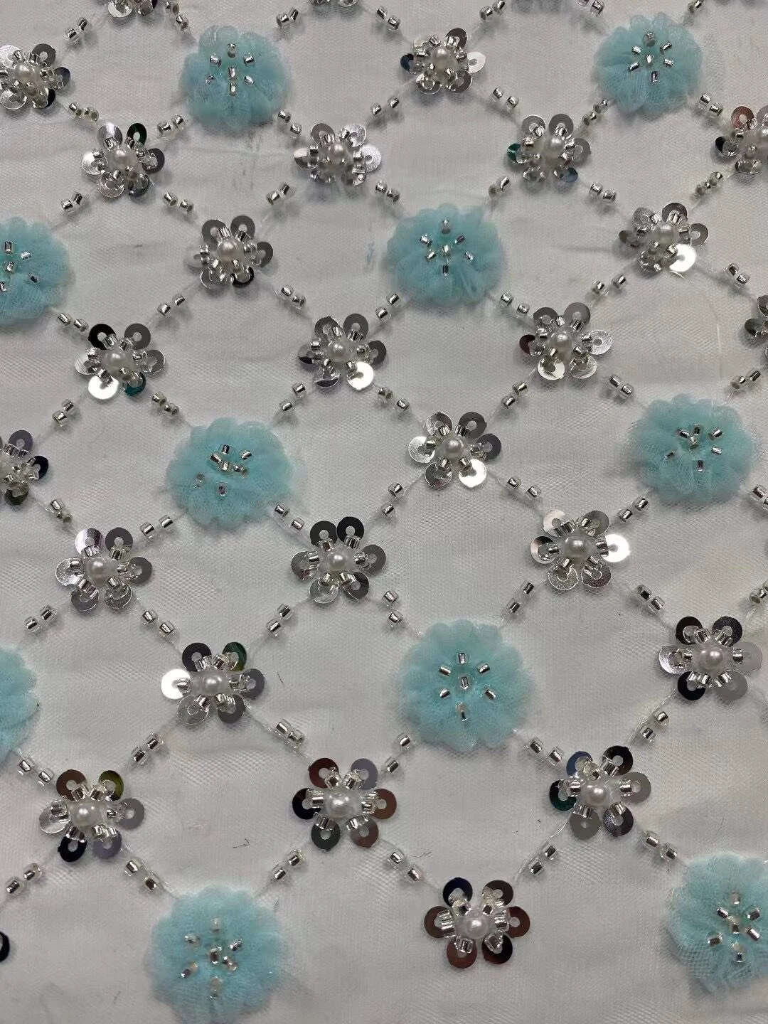 

African Lace Fabric 2025 High Quality,Cotton Fabrics By The Meter,Embroidery,Linen,Wedding Dress,Blue,Tulle,Design,Cloth,5Yards