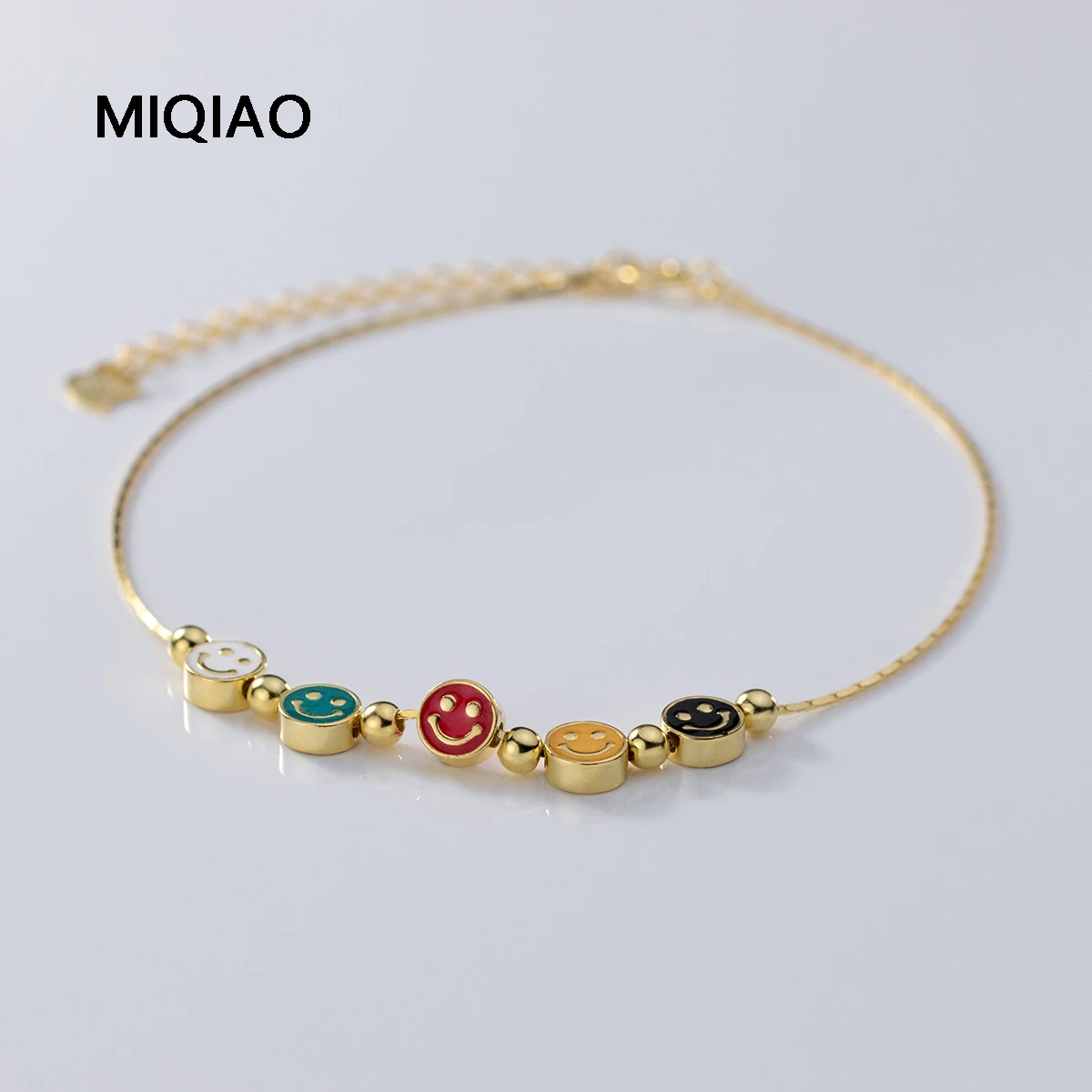 

MIQIAO стерлингового серебра 925 пробы, ножные браслеты с улыбающимся лицом для женщин, браслет золотого цвета на ногу, женский браслет для ног, пляжный браслет для девочек