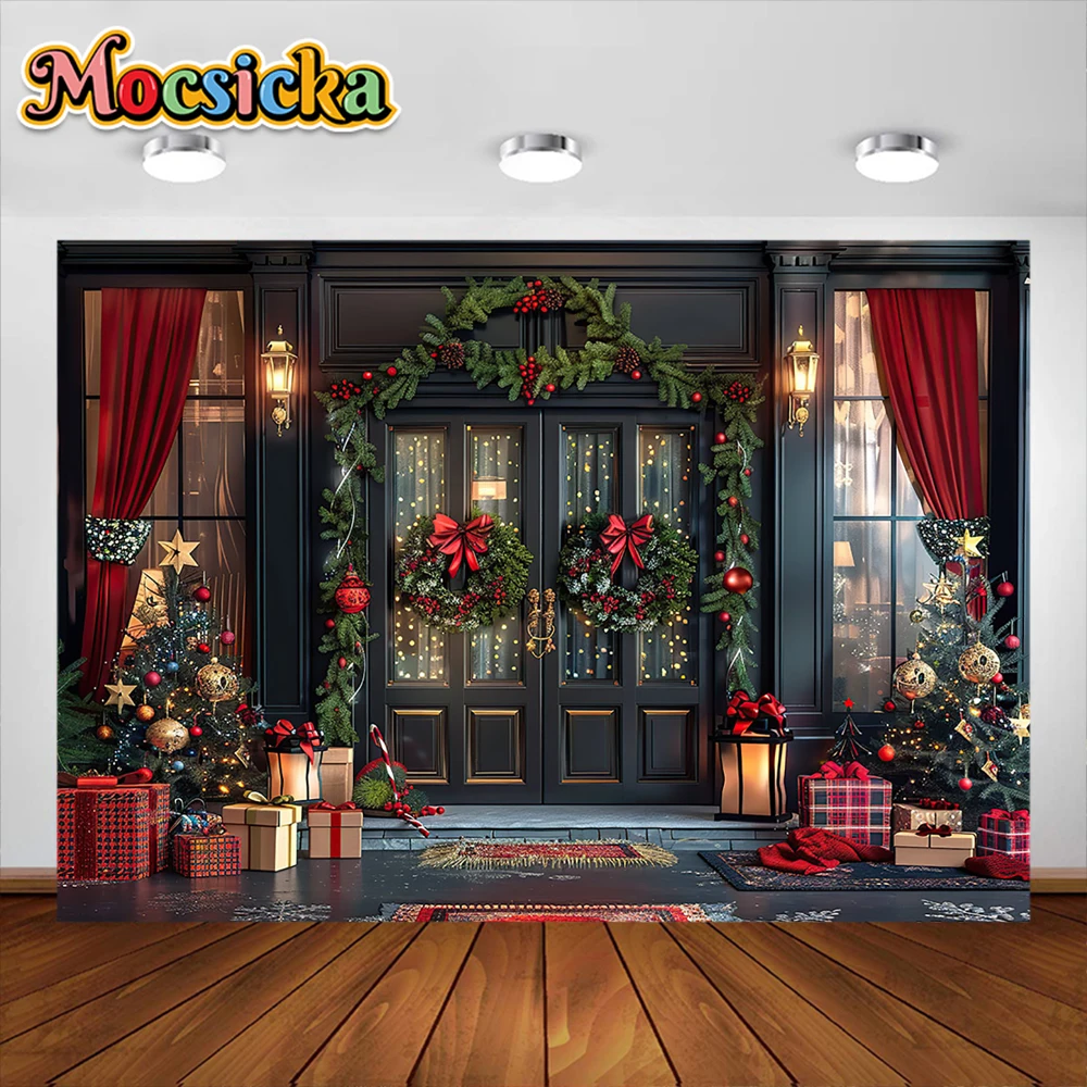 Christmas Photography Background Toy Store Xmas Tree Gift Decoration Supplies Family Portrait Photo Backdrops Studio Props