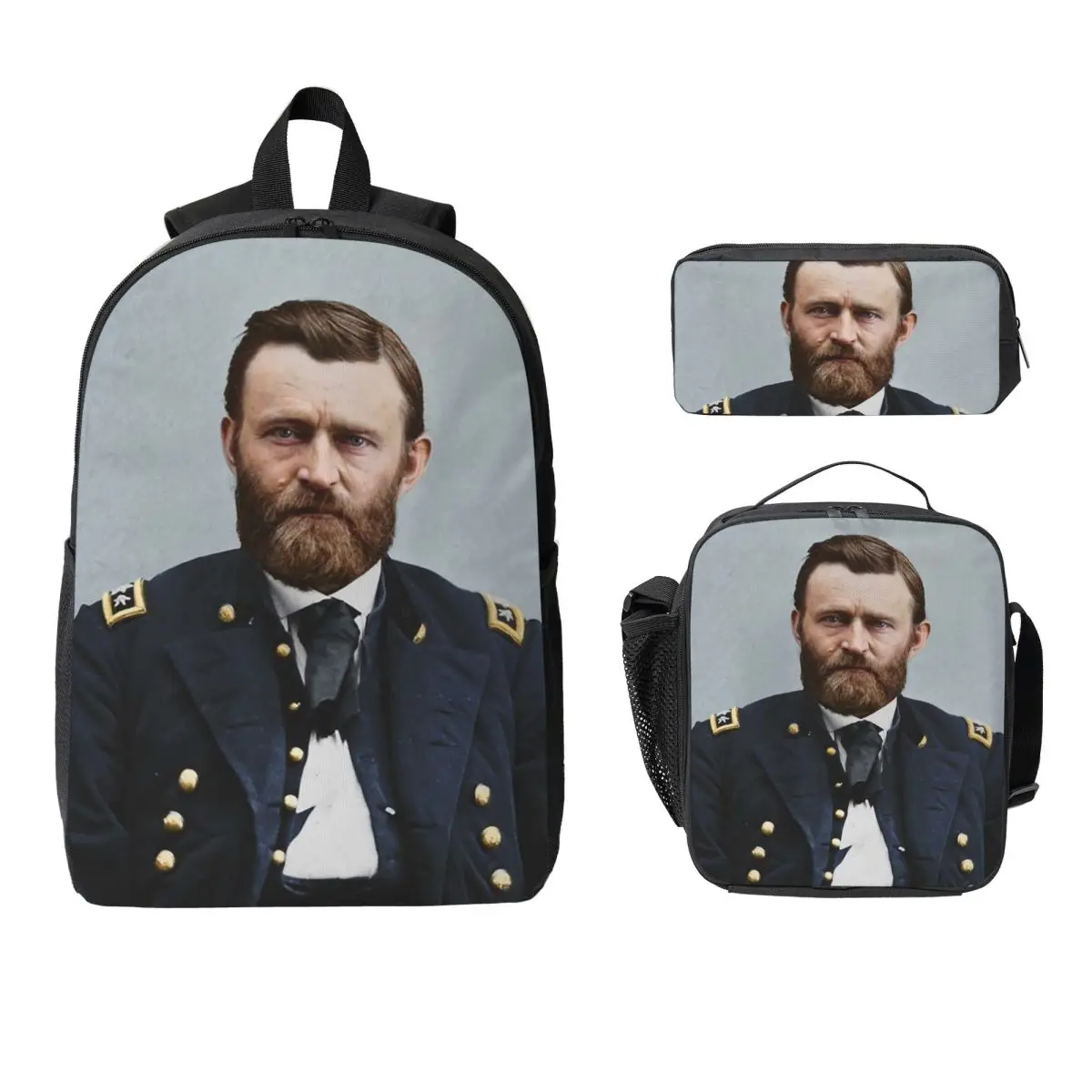 Ulysses S. Grant, 1865. Backpack Student BookBag School Bag Laptop Shoulder Bags 3ps Insulated Lunch Bag Pencil Case
