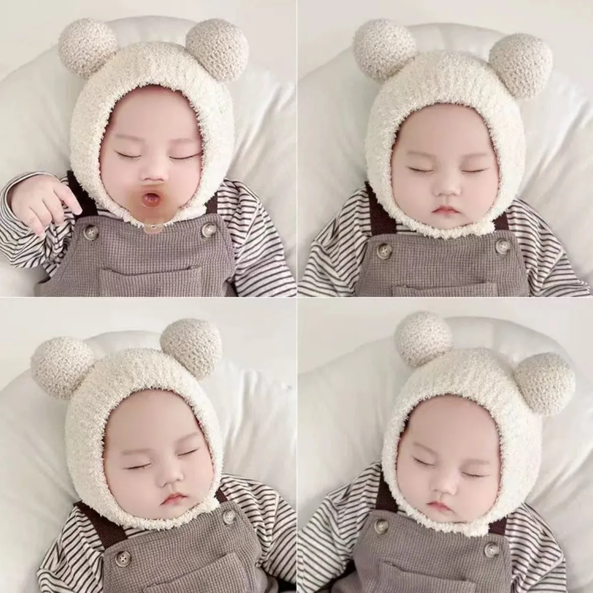 

2024 Korean Baby Winter Hat - Trendy Ins Pom Pom Earflap Beanie, Warm Knit Cap for Newborn & Toddler (0-24M)