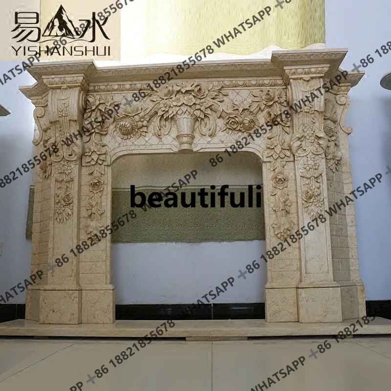 Marble fireplace European modern stone fireplace rack indoor living room decoration heating ornament customization