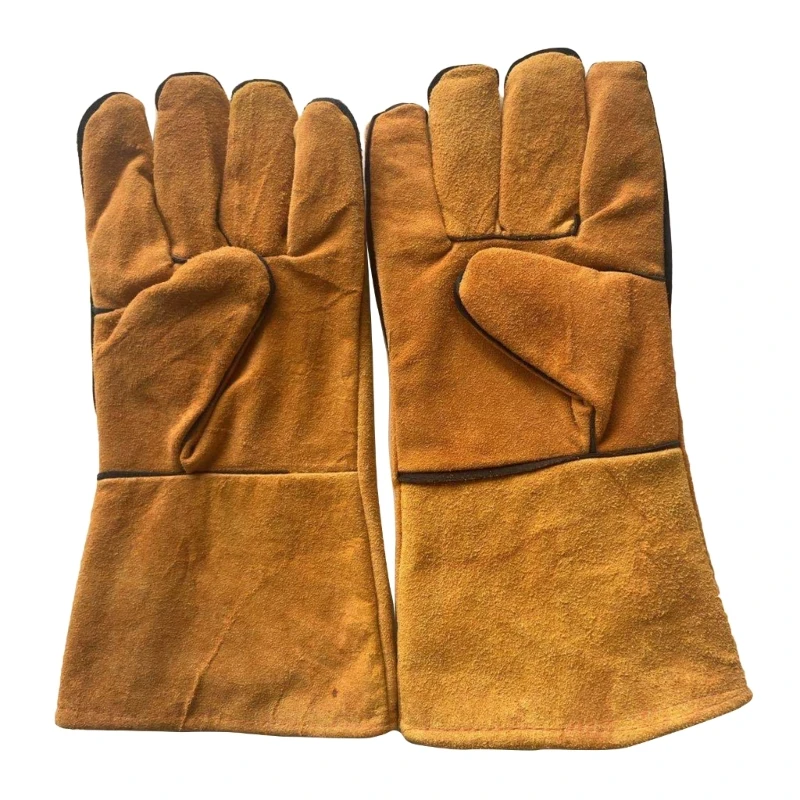 Guantes soldadura Guantes resistentes calor fuego Guantes cuero duraderos para barbacoa, horno