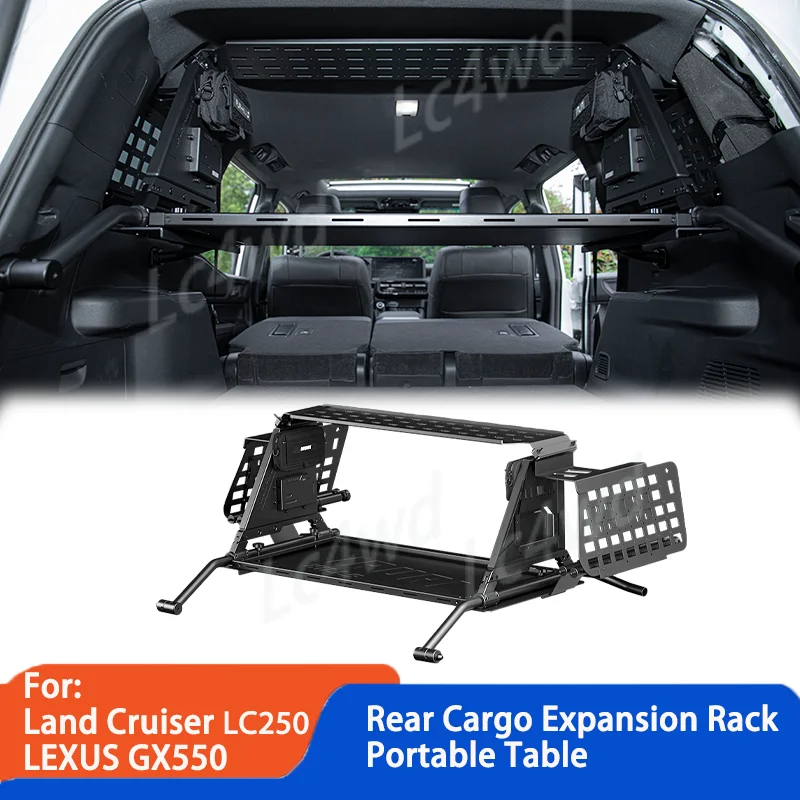 LC4WD Aluminum Rear Trunk Cargo Rack Storage Bracket with Table Luggage Carrier For Toyota Land Cruiser LC250 For LEXUS GX550