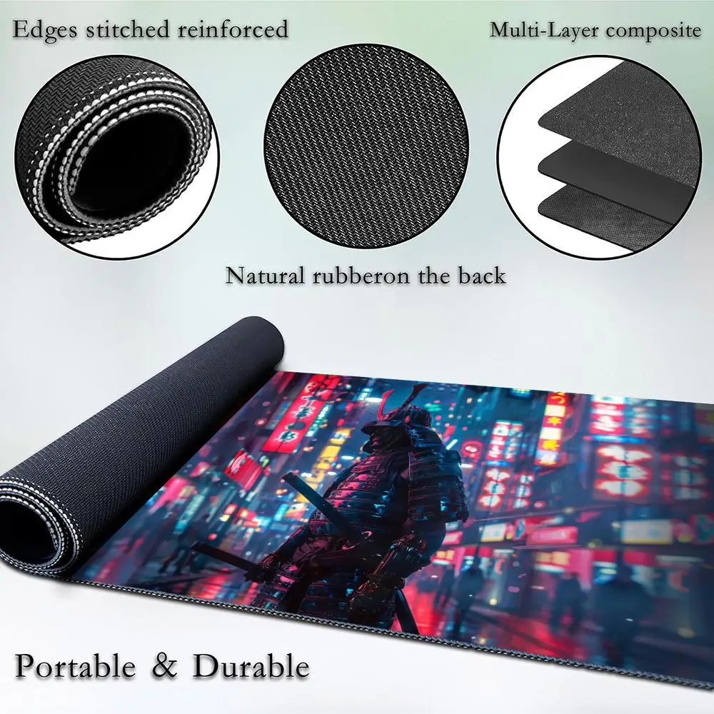 Japanese samurai Mouse Pad Large Computer Office Game Table Mats XXL Rubber Anti-slip HD Gaming Keyboard Mousepads Long Desk Mat