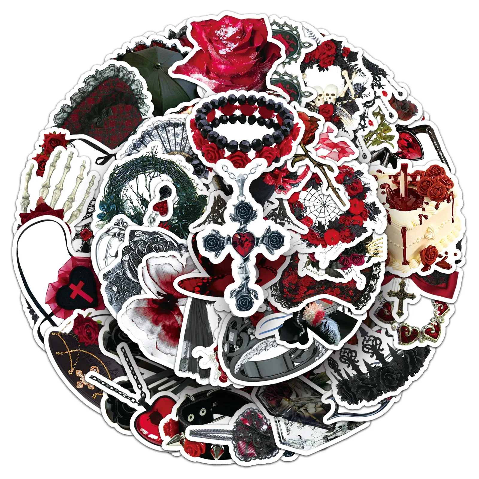 

10/30/50PCS Rose Gothic Halloween Horror Sticker DIY Decoration Waterproof Skateboard Notebook Graffiti Toy