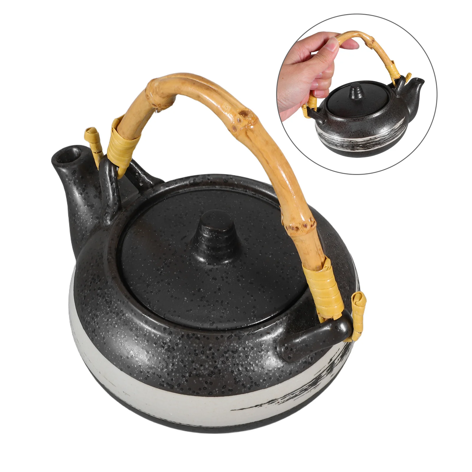 

Retro Porcelain Ceramic Teapot Japanese Style Ergonomic Handle for Home Sushi Restaurant Traditional Tea Kettle Tea Making