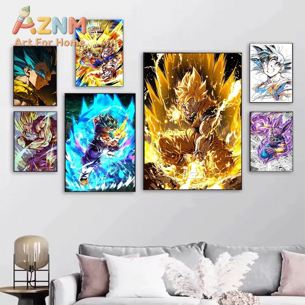 Dragon Ball Anime Canvas Wall Art No Frame Goku Broly Beerus Gogeta Vegeta Manga Print Painting Home Living Room Bedroom Decor