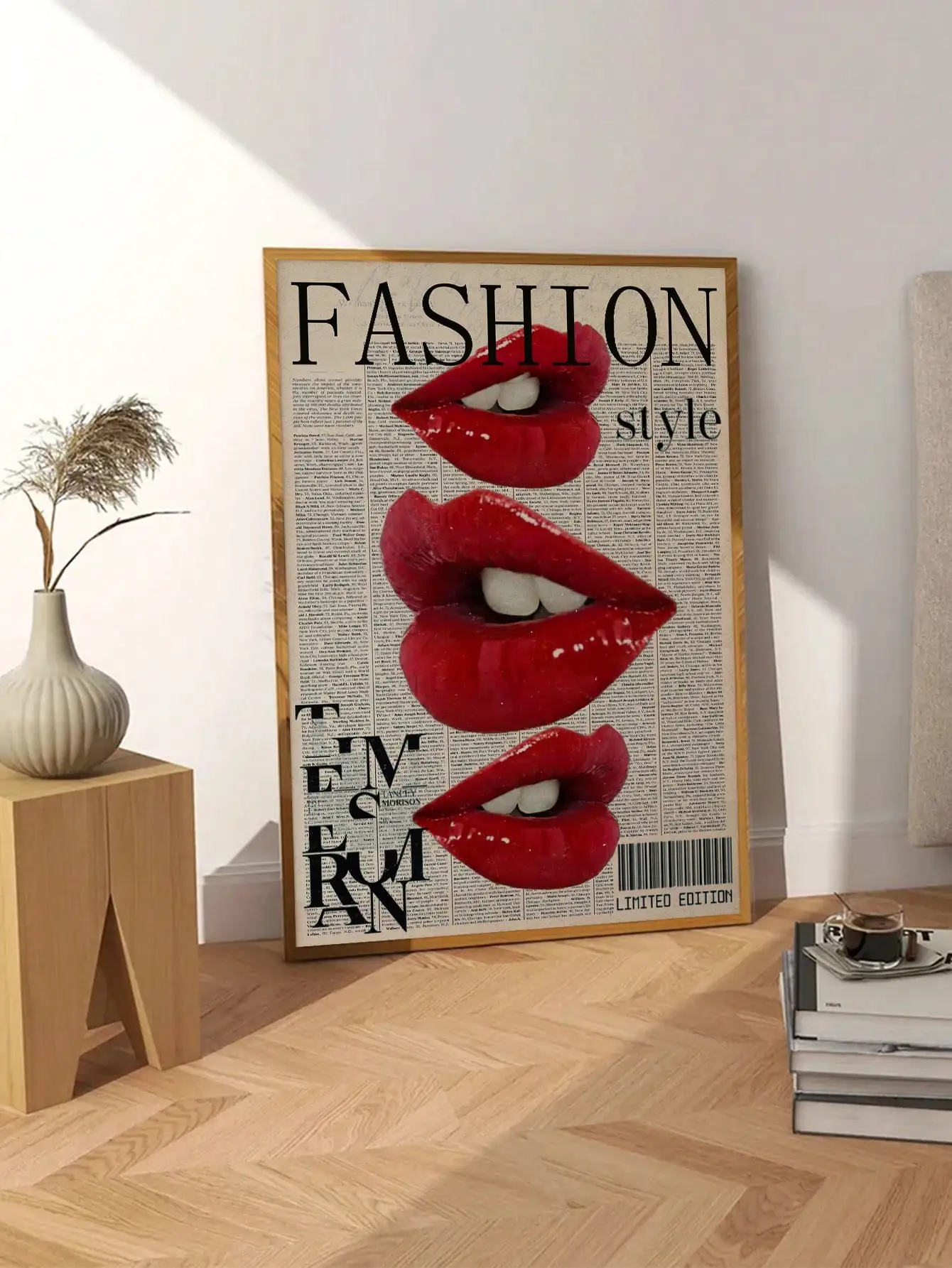 Retro Chic Lips and Lettering Print Poster Suitable for Living Room Bedroom Study Office Design Studio Salon Dance