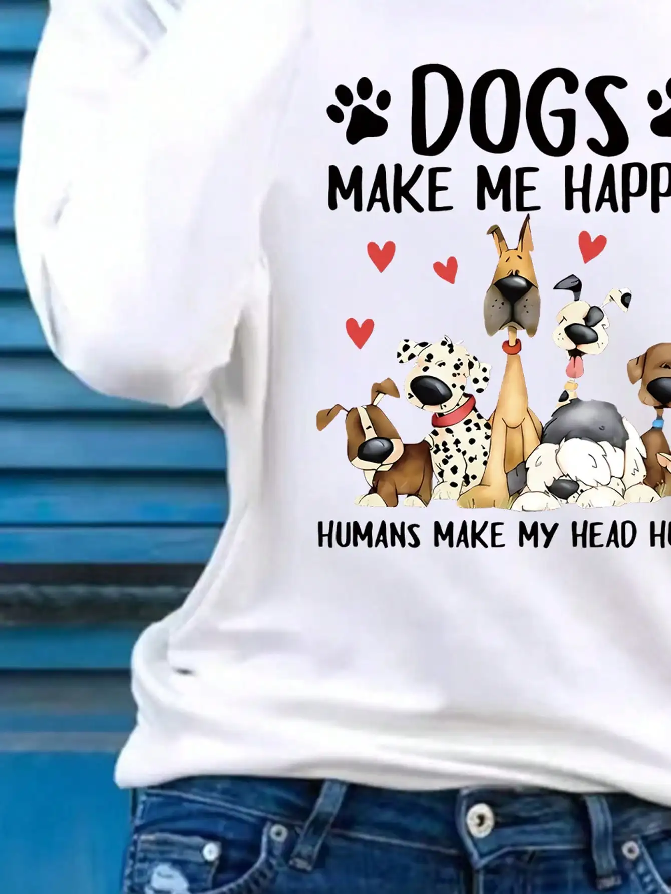2026 Damen Frühling und Sommer Lässiges Slogan-Hunde-Print Rundhals Einfarbiges Langarm-Pullover T-Shirt – Detail 21