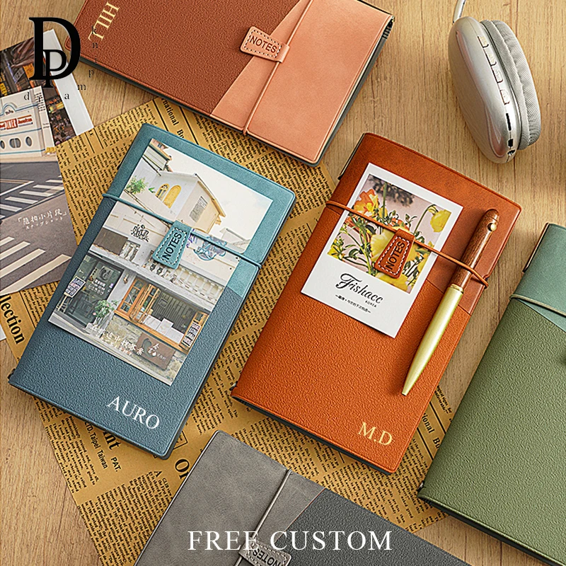 

Изготовленный на заказ блокнот A6 TN с отрывными листами, блокнот путешественника из искусственной кожи с ремешком, винтажный деловой офисный блокнот, журнал-планировщик, дневник