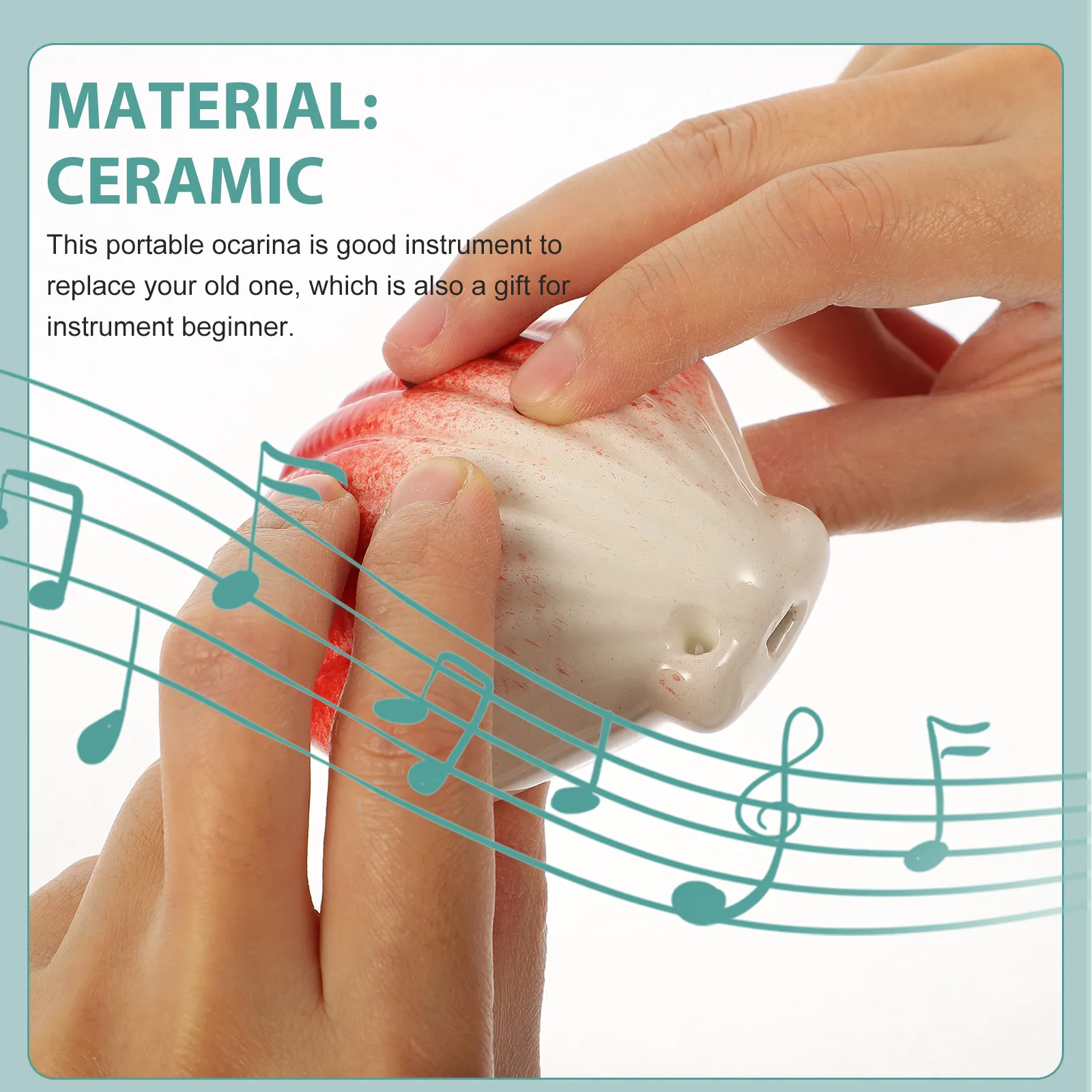 6-Hole Ceramic Ocarina with Shell Design – Beginner-Friendly, Portable, Professional Sound Quality
