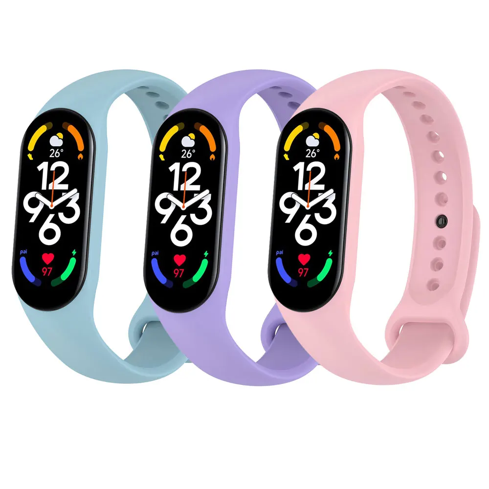 Correa de silicona para Xiaomi Mi Band 7, pulsera deportiva de silicona, 3 unidades