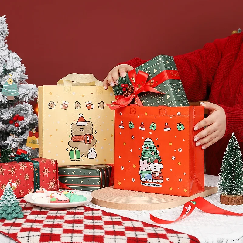 1Pcs Christmas Gift Bags Santa Snowman Elk Xmax Gift Packing Bag Non-Woven Christmas Packaging Christmas Decoration 2024 Navidad