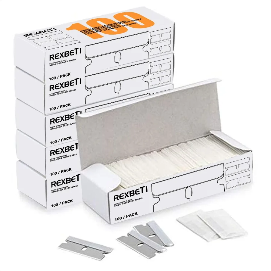 600PCS Single Edge Razor Blades Industrial Box Cutter Replacement Blades Glass Scraper Blades