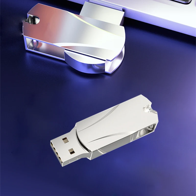 محرك فلاش USB معدني 64 جيجابايت محرك القلم USB 2.0 عصا ذاكرة عالية السرعة عصا USB دوارة على الكمبيوتر أو مفتاح السيارة للسيارات