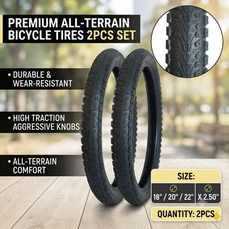 2PCS Bike Tires 18 20 22 X 2.50 Diamond Tread Wide Bicycle Outer Tyre for BMX E-Bike Folding Kids Cubiertas Bicicleta Pneu
