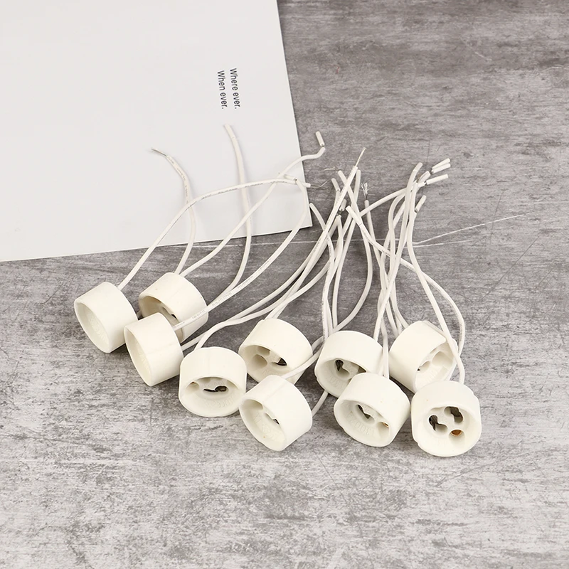 10Pcs Lamp Base GU10 Light Socket Holder Ceramic Connector with Cable for GU10 LED Halogen Lamps Light Lighting Accessories