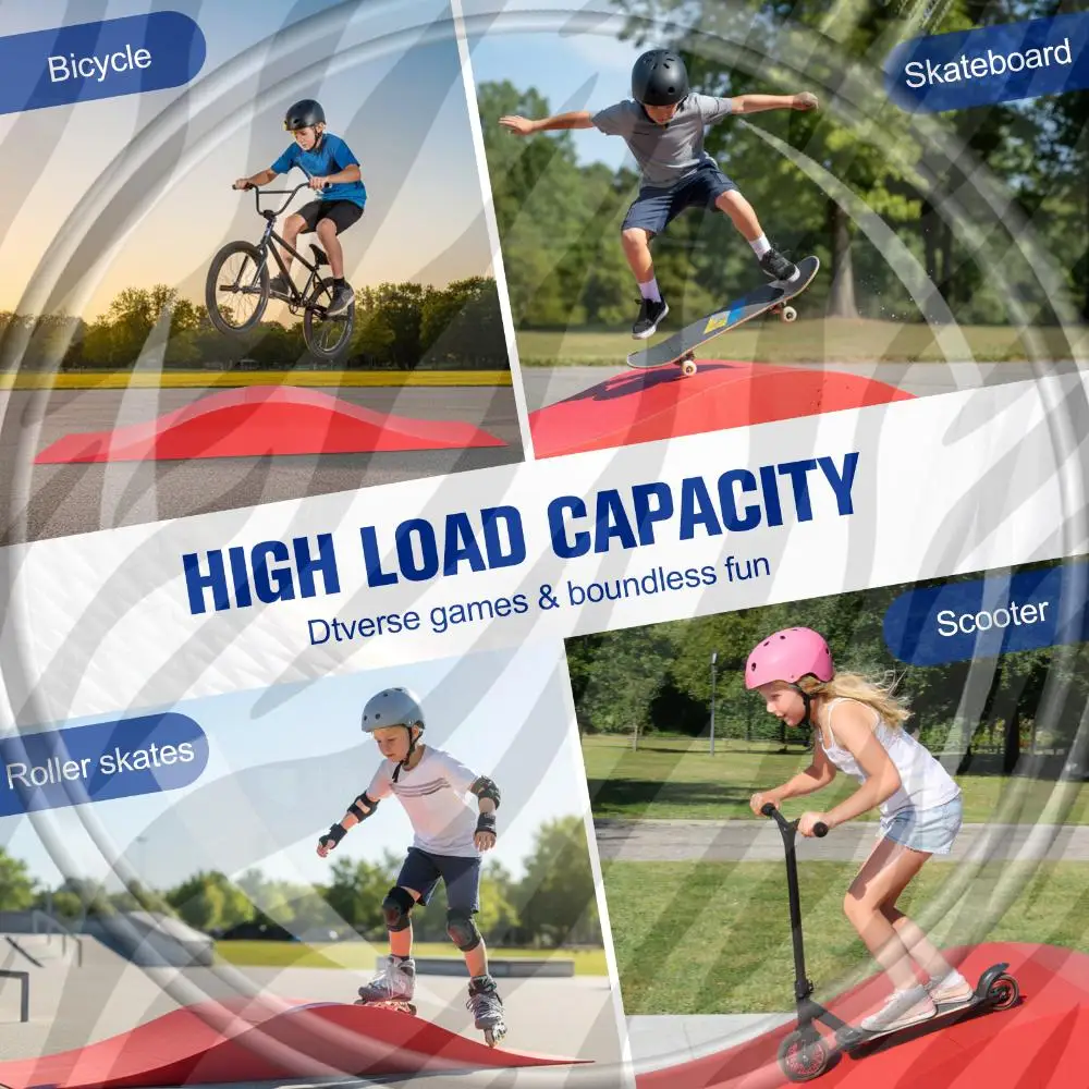 

Modular Wave-Style Ramp 70 Inches Long with Load Capacity of 330lbs Skates Outdoor Sports Ramp for Scooters Boys Girls Beginners