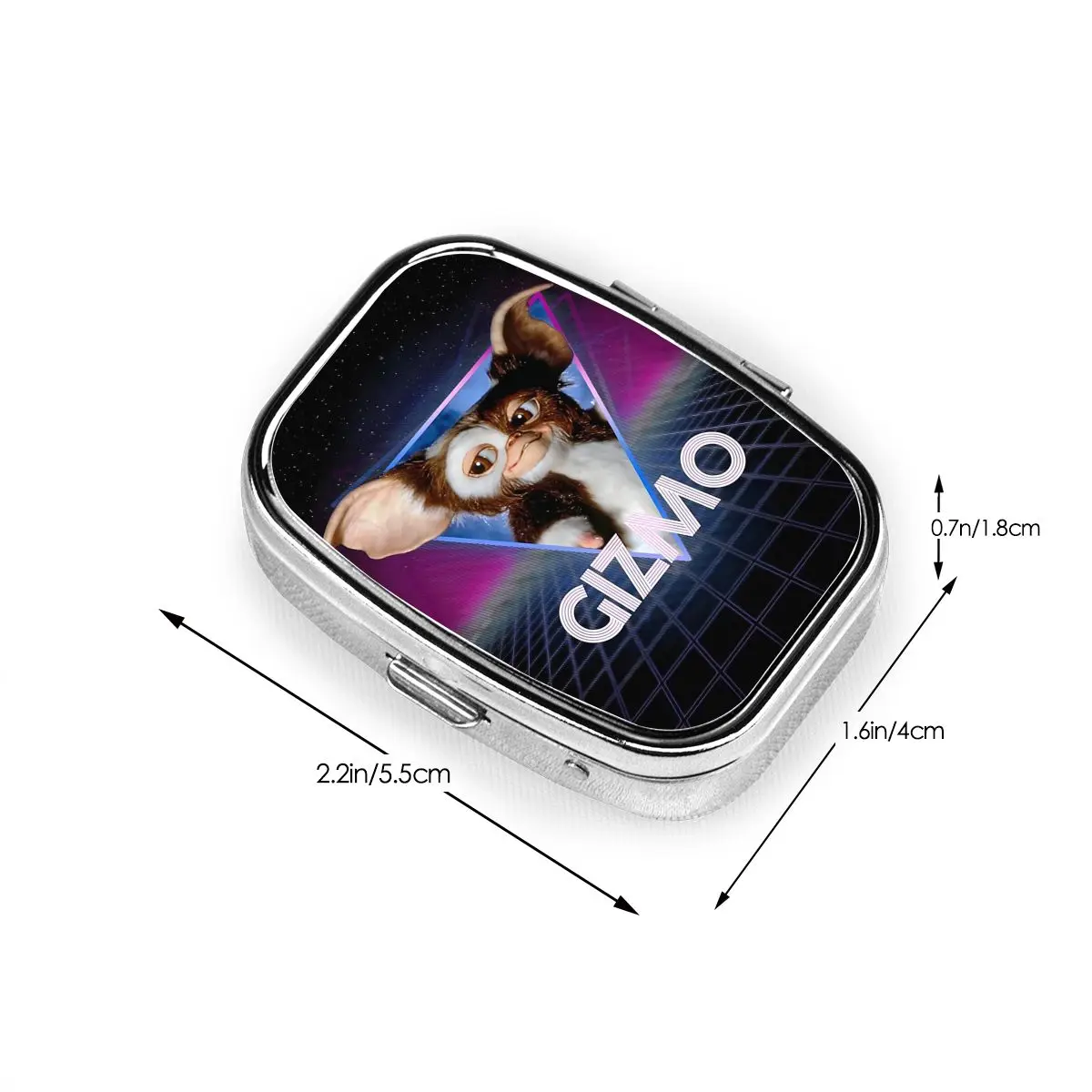 G-Gremlinses صندوق حبوب معدني مدمج موغواي مونستر رعب ريترو الخيال العلمي 2-مقصورة مربع علبة حبوب منع الحمل الحاويات للمحفظة