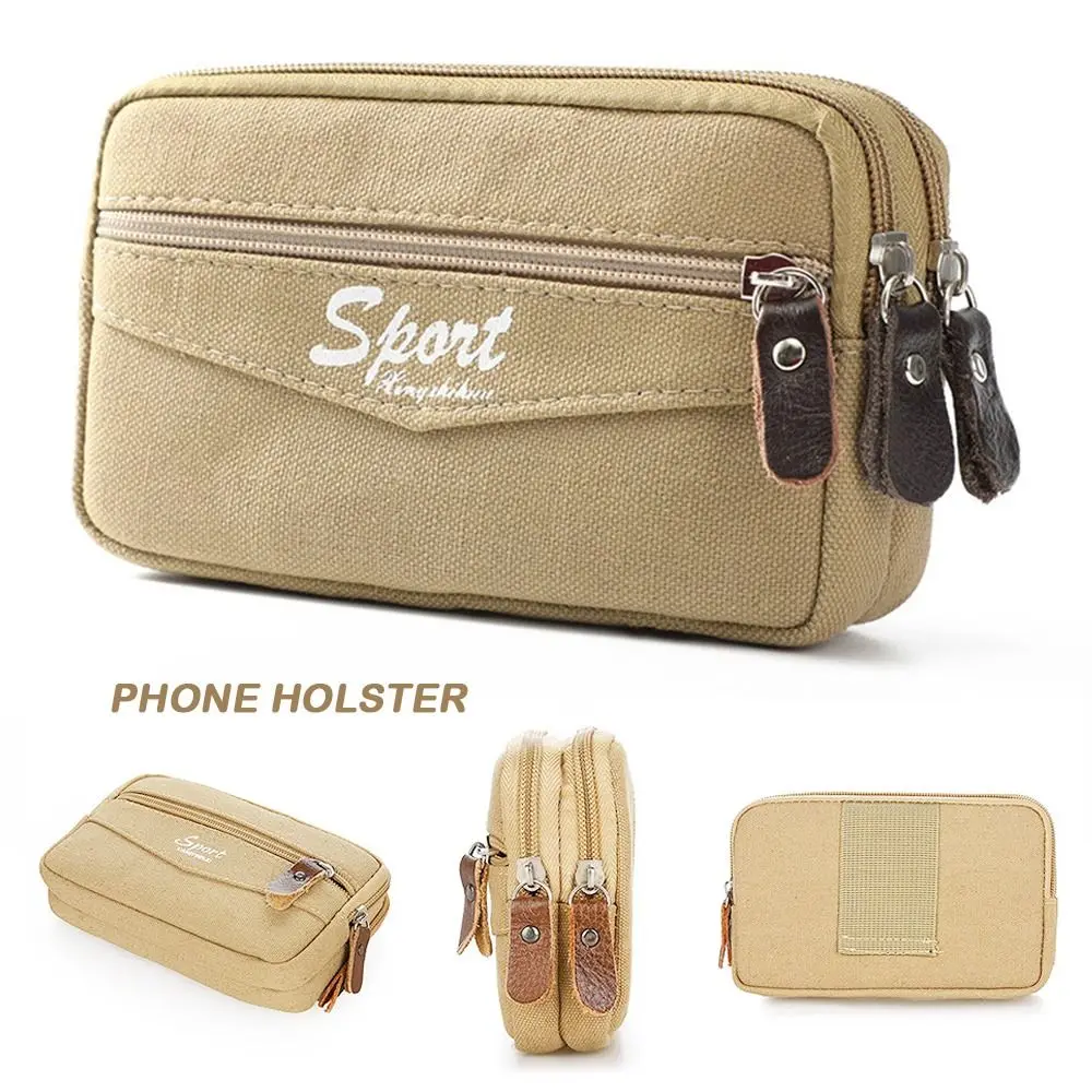 New Canvas Phone Holder Waist Bag Portable Multifunctional Sport Purse Leisure Waterproof Phone Bag Daily