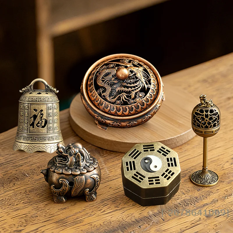 ⚑ Vintage-Räucherstäbchenhalter aus Legierung, dreibeinig, ausgehöhlt, Mini-Sandelholz-Räuchergefäß, Heimdekoration