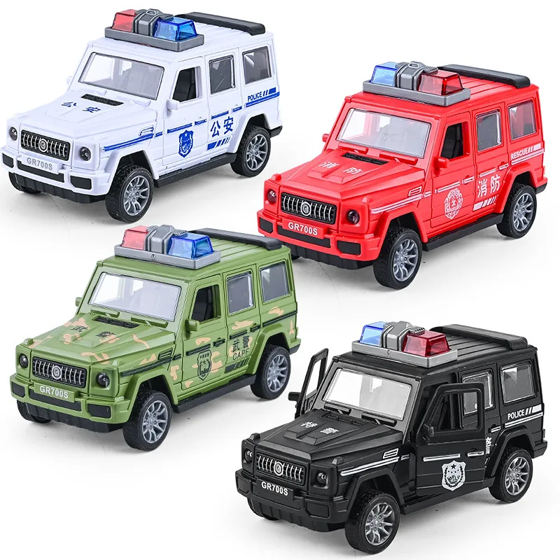 

Children's toy police car inertia simulation car door-opening model toy car clip doll