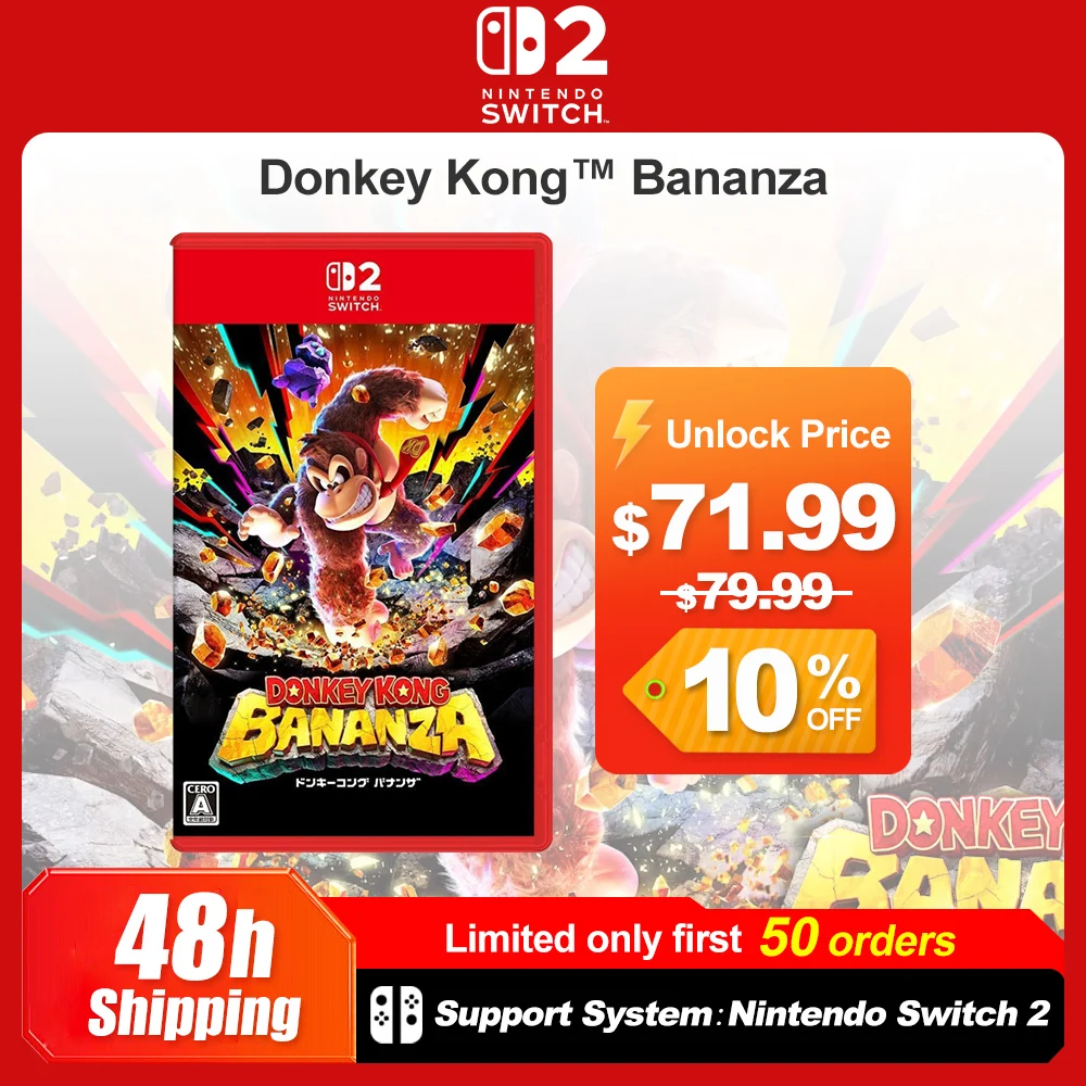 Предложения игр Nintendo Switch 2, Donkey Kong Bananza Juegos, 100% новые оригинальные физические игровые карты, поддержка 1-2 игроков для Switch 2