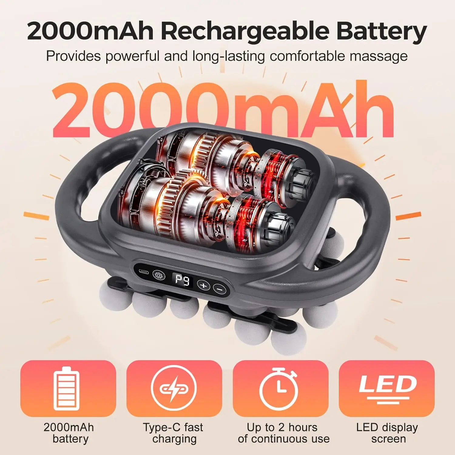 

Massage Gun Set with 24 Heads, 9 Modes, 9 Speeds, Deep Tissue Percussion Massager for Muscle Relief, Quiet & Hands-Free Use – 20